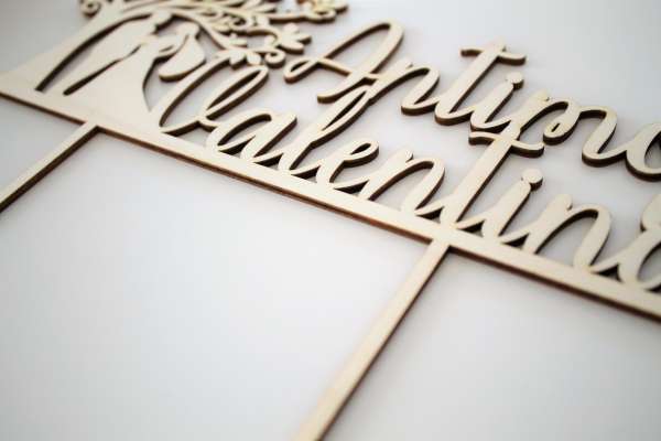 cake topper legno matrimonio